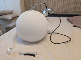 Plafonnier Suspension Design — Grand Globe en Verre Dépoli