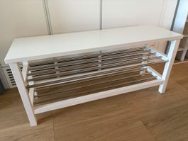 IKEA Tjusig Bench with shoe storage, white, 108x34x50 cm