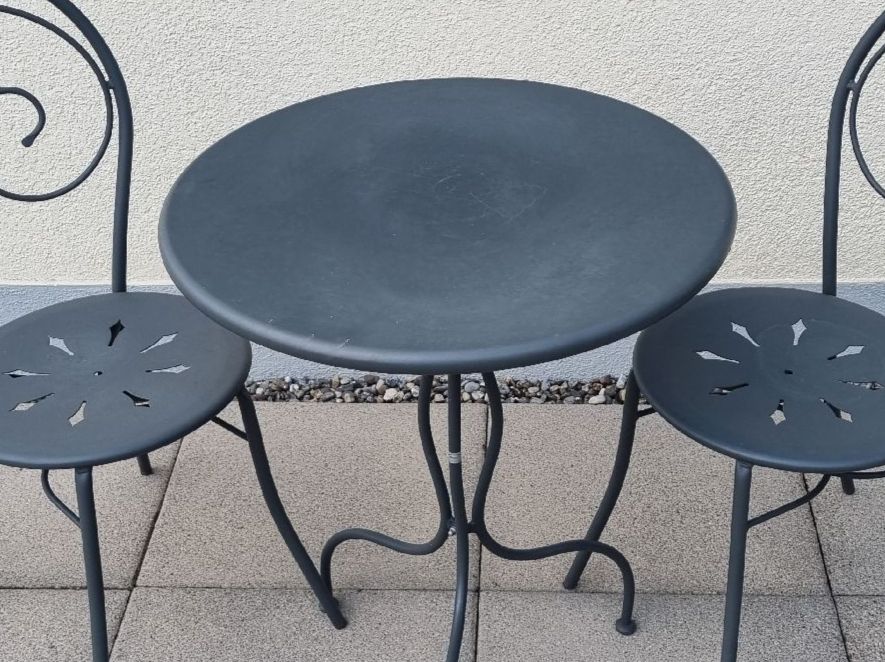 Tischset: Garten- Bistrotisch d 60 cm inkl. 2 Stühle, Bistroset Metall – Gebraucht aus Heimberg von Danita20 5