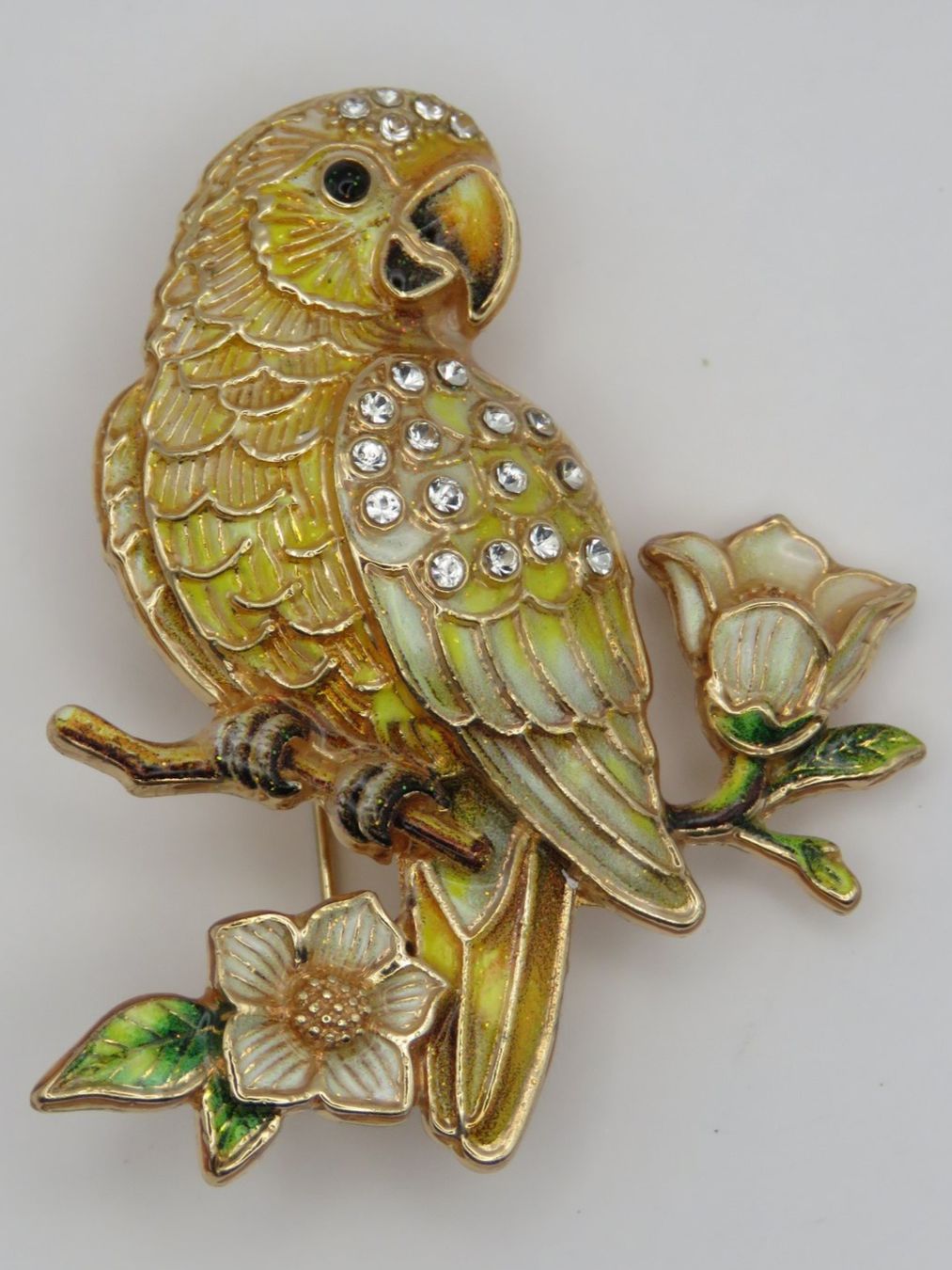 Spille & Fermagli: Brosche - PAPAGEI - Emaille - Glitzersteine - 5x4cm – Nuovo e nell'imballaggio originale da Grenchen venduto da Yamahwildstar16 2