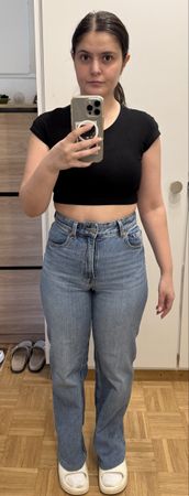 Jean bleu taille haute