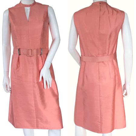 Kleid Partykleid Gr. S DYNASTY Rohseide peach VINTAGE 1960s
