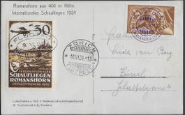1924 Flug AK Romanshorn-ZH Einzelfrank F6 + VIGNETTE ab 1.-