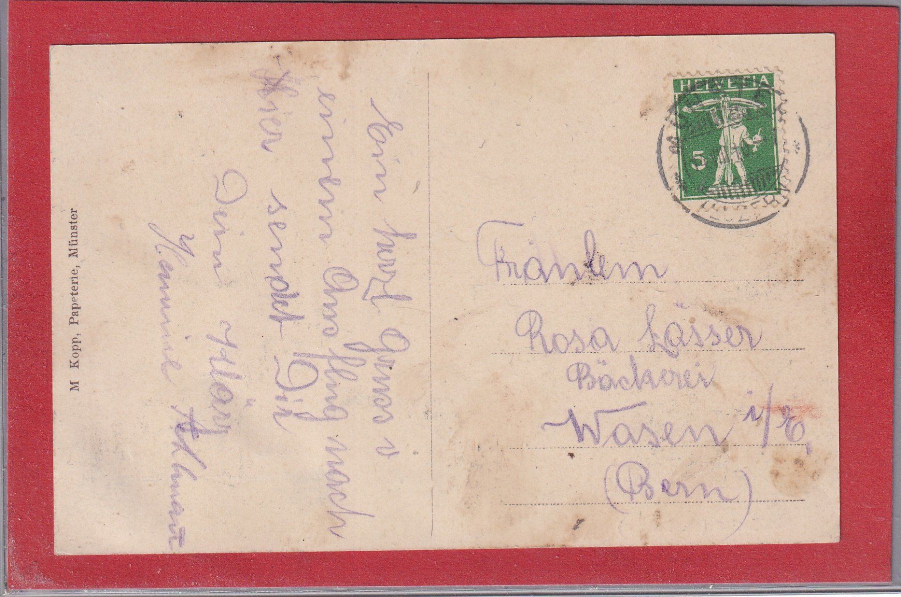 Cartoline postali: Münster (LU) - 1910 – Usato da Orvin venduto da Pyaeschli 1