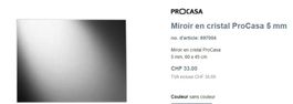 Miroir de 60 x 45 mm y.c. agrafes (offertes)