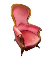Sessel im Stil von Louis-Philippe – gepolstert, Stoff rosa