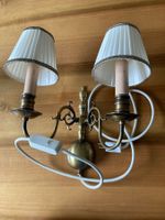 Wandlampe, Vintage Stil, Lampenschirm Stoff, Messingoptik