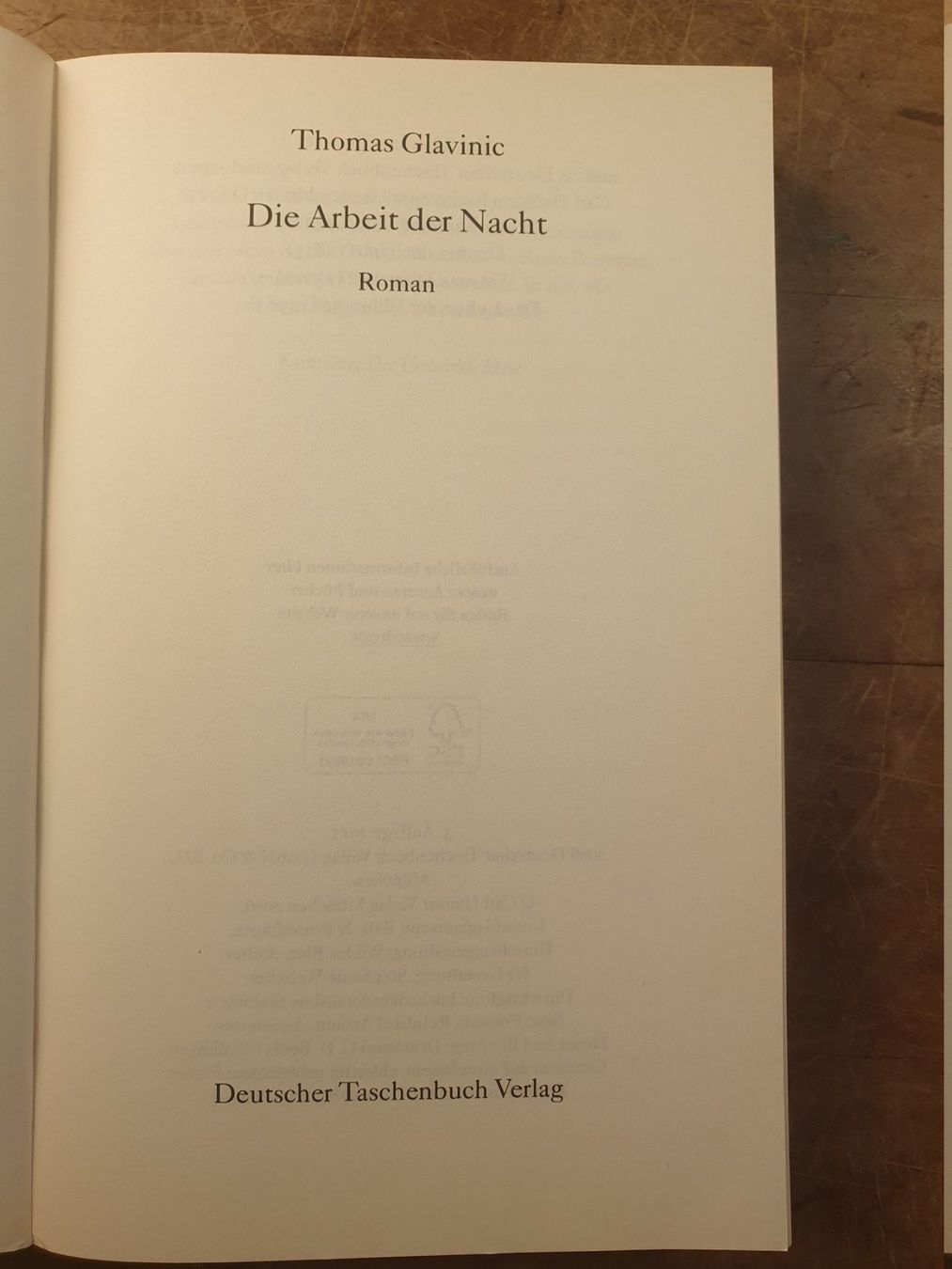 Libri: Die Arbeit der Nacht - Thomas Glavinic – Usato da Zürich venduto da loosebone 2