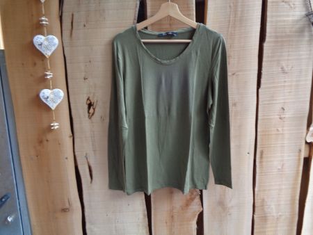 Marc Aurel Langarmshirt Viskose uni olive Gr. 44 - 400166