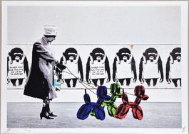 Death NYC Ed Pop Art Druck " Banksy Monkeys Queen with Dogs