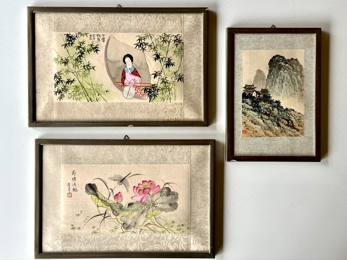 Gemälde: 3er Set Asiatische Malerei gerahmt – Gebraucht aus Zürich von juergarno