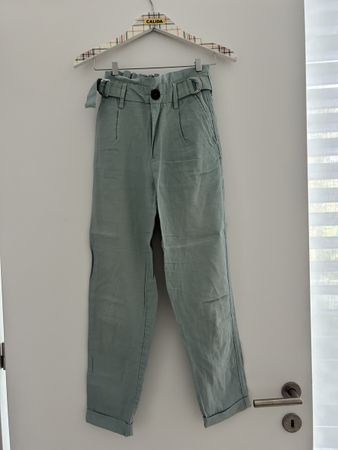 Straight leg Leinenhose in Mint hellblau hellgrün Grösse 34