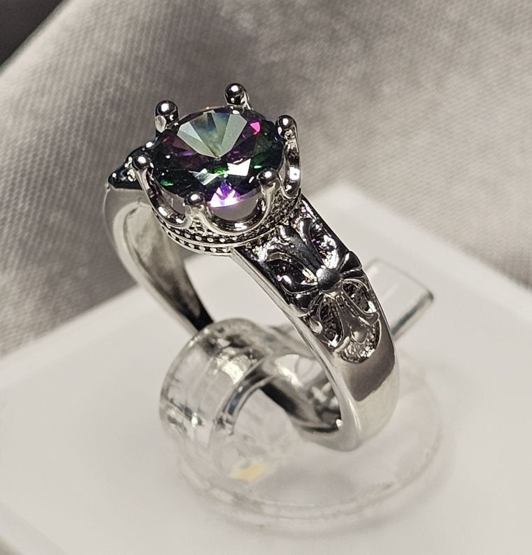 Anelli: Eleganter offener Ring mit mystischem Topas, 925 versilbert – Nuovo (secondo la descrizione) da Grenchen venduto da maretop 1