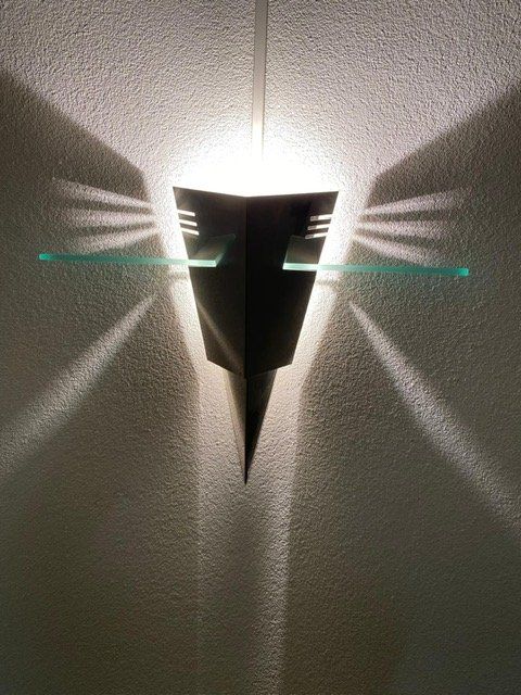 Lampen: 3 Stk. Designer Wandlampe mit Glasablage, Chrom – Neu (gemäss Beschreibung) aus Valbella von Ischka01