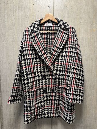 Red Valentino Mantel, kariert schwarz weiss rot