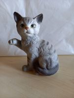 Katzenfigur, Sammlerstück, Grau Getigert, Deko