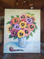Gemälde Stiefmütterchen mit Pfeife 50x60cm neu