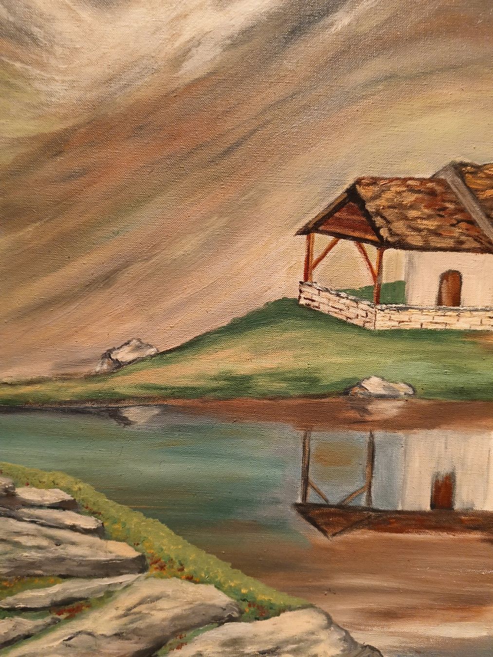 Dipinti: Originalgemälde August Frei – Bergkirche – Usato da Delémont venduto da sedlas 2