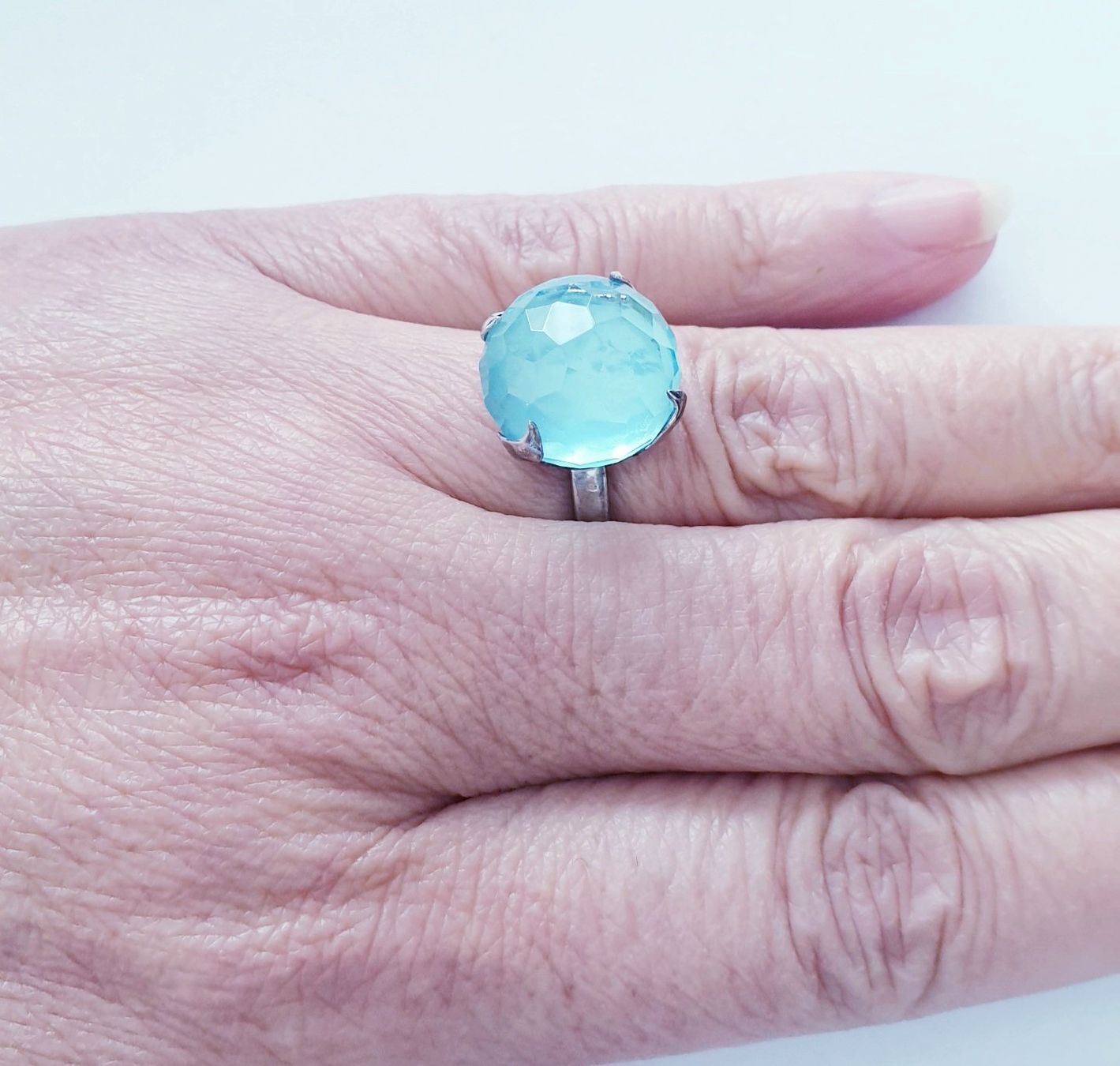 Anelli: Silberring mit Aquamarin (rhodiniert) – Nuovo e nell'imballaggio originale da Uetikon am See venduto da Coralreef 3