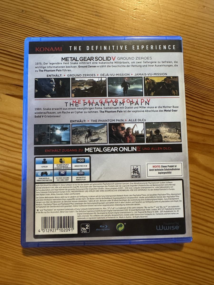 Sony Jeux: Metal Gear Solid 5 , PS4 – D'occasion à Schwerzenbach par nik_bcj2 1