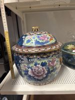 Dekorative China Cloisonné Dose, Vintage Hingucker!