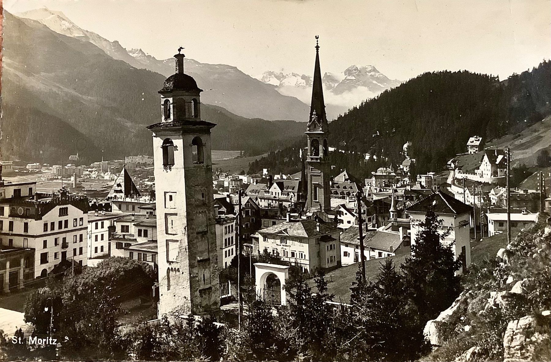 Ansichtskarten: SCHIEFER TURM von St. Moritz - Engadin – Gebraucht aus Root von ENGLAND-TREASURES 1