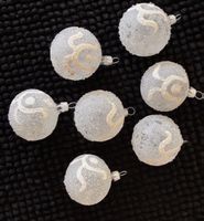 Weihnachtskugeln Glas weiss mit Muster 7er Set neu