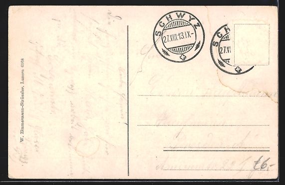 Cartoline postali: AK Schwyz, Hauptplatz, 1913 – Usato da Berlin venduto da bartko-reher 1
