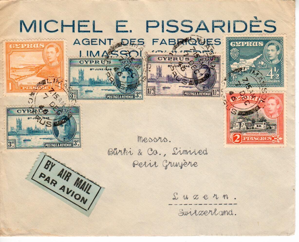 Alle Briefmarken: Brief Zypern 1946 – Gebraucht aus Wolhusen von Curver9