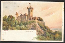 Baden farbige Lithografie Schartenfels