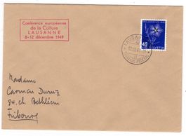 Lettre de Lausanne Cachet S315 (rare)  Fribourg le 12.XII.49