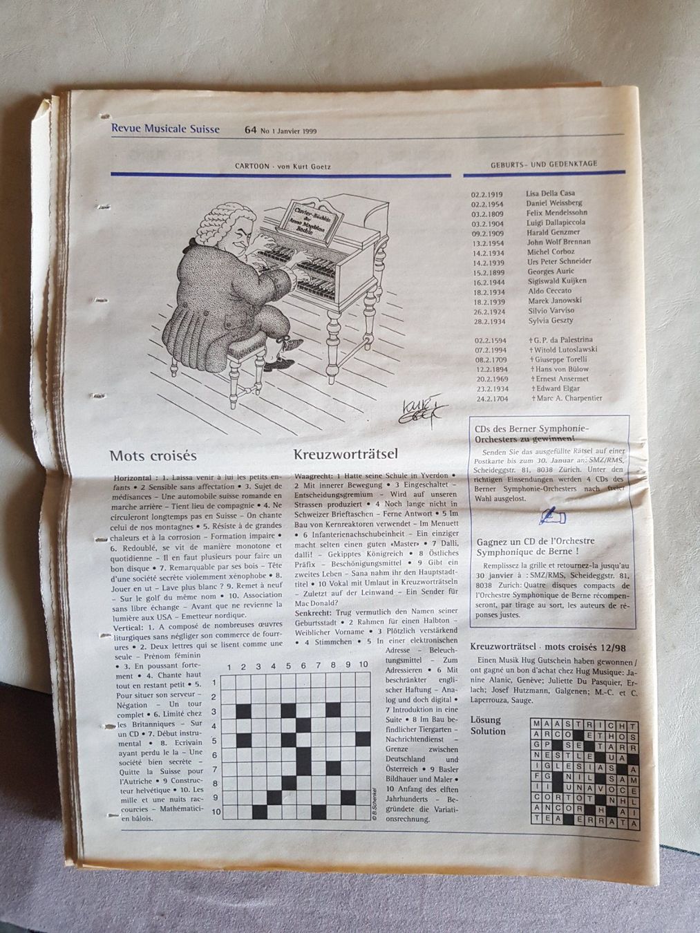 Riviste & Magazine: Schweizer Musikzeitung Januar 1999 – Usato da Walterswil BE venduto da Lonitti 3