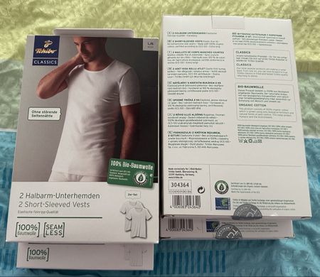 Tchibo 4 Pack à 2 Herren Unterhemden Grösse L 100% Baumwolle