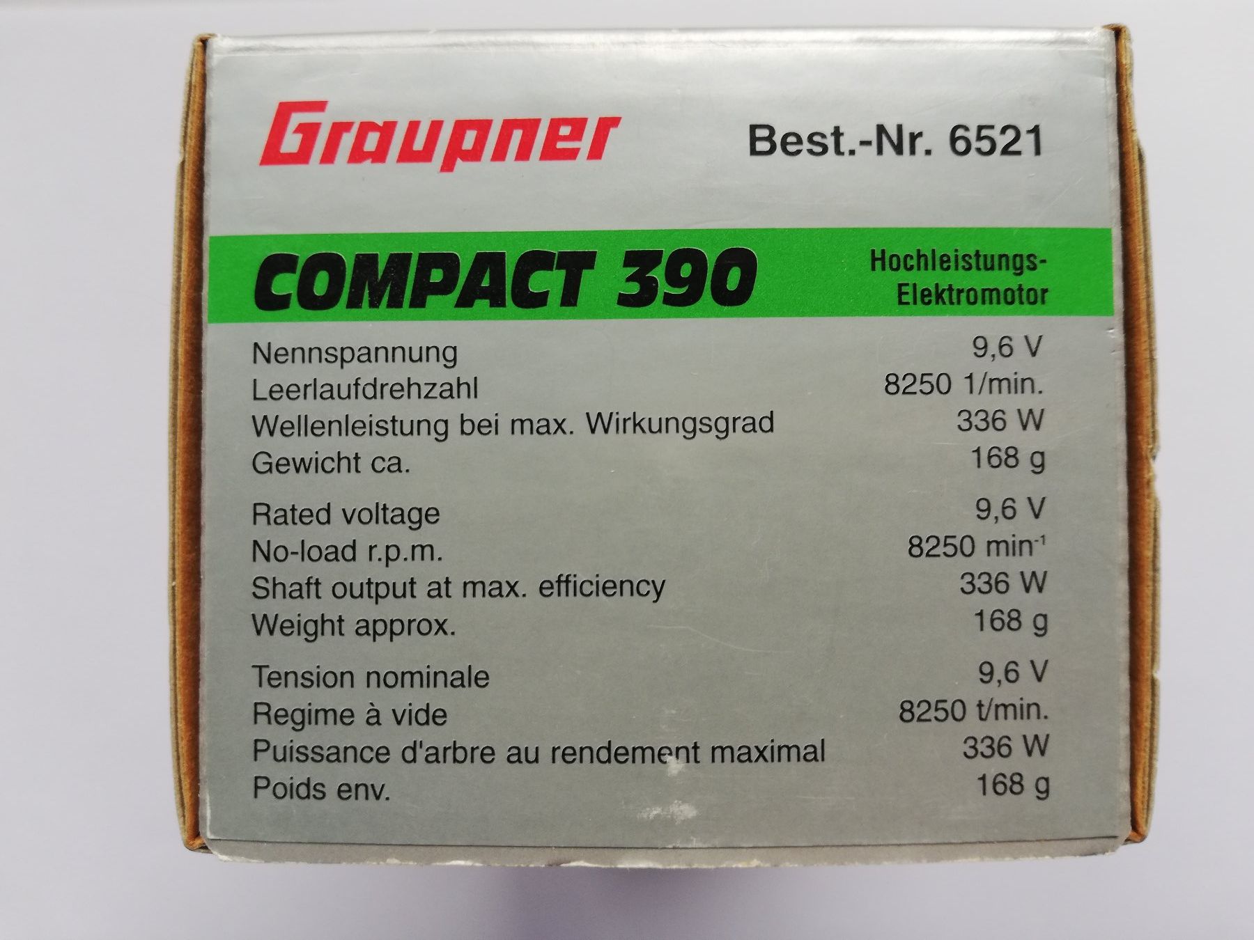 Graupner Modellismo RC: Graupner COMPACT 390 Brushless-Motor 9,6V – Nuovo e nell'imballaggio originale da Flüh venduto da AMS-Modellbau 1