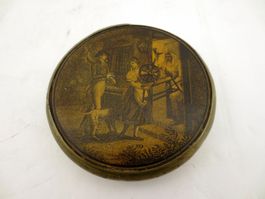 Tabatière papier maché scene gravure Schnupftabakdose