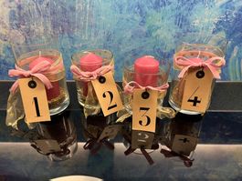 Kerzen Weihnachtsdeko Hausdeko Tischdeko Gläser Adventskranz