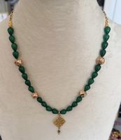 Green Agate Necklace with stainless steel gold chain