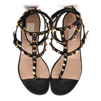 Valentino Garavani Rockstud Sandals Black Leather Size 40.5