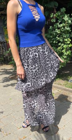 Chic Maxi Gonna fantasia animalier con volante-tgM/L-feste