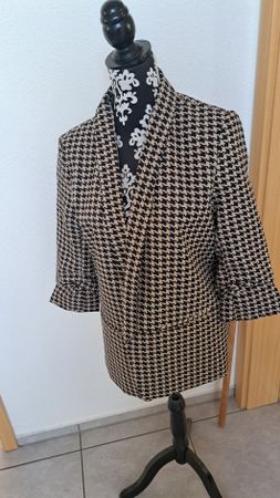 Damen Blazer Noisy May Hahnentrittmuster schwarz/beige 