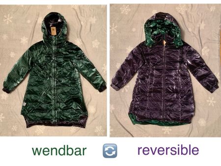 Winterjacke Wintermantel wendbar smaragdgrün-violett