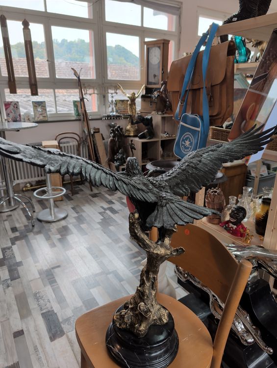 RIESEN BRONZE SKUPTUR ADLER AUF MARMORSOCKEL TOP SUPER BRONE (Gebraucht ...