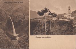 AK Rovio - Cascata del Botto e Chiesa parrocchiale 1916