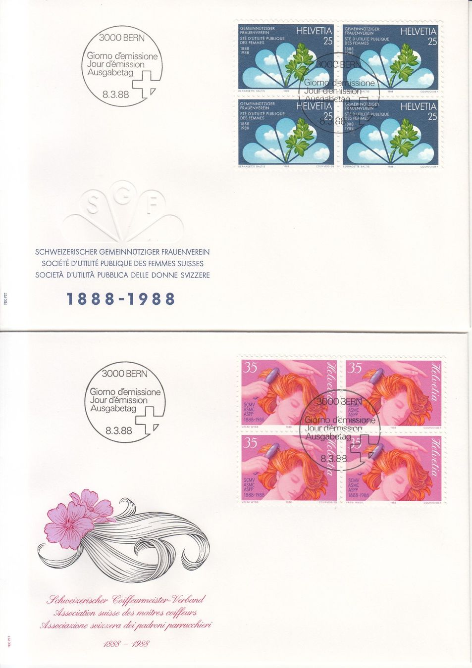 Alle Briefmarken: SBK 758 - 762 im 4er-Block FDC – Gebraucht aus Bürglen TG von StampGraf 1