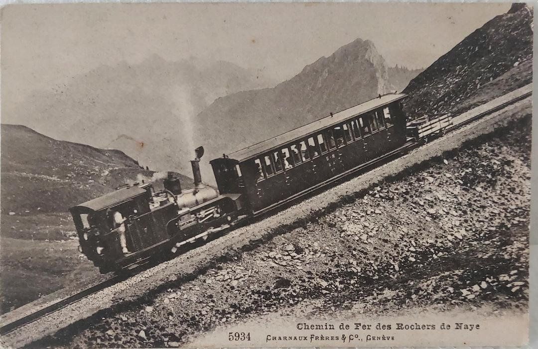 Cartoline postali: ROCHER de NAYE - Chemin de Fer - Vapeur - 1908 – Usato da Delémont venduto da Domdom1