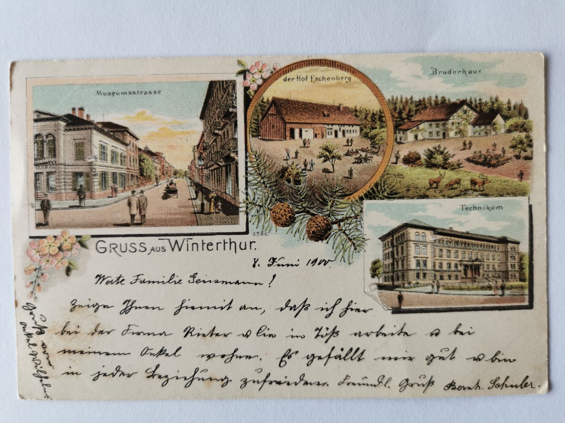 Cartoline postali: Alte Ansichtskarte Winterthur 1900 – Usato da Köniz venduto da Chnupper
