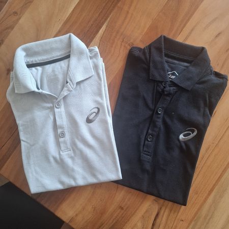 Polohemd Asics Herren Grau und Schwarz Gr. M 