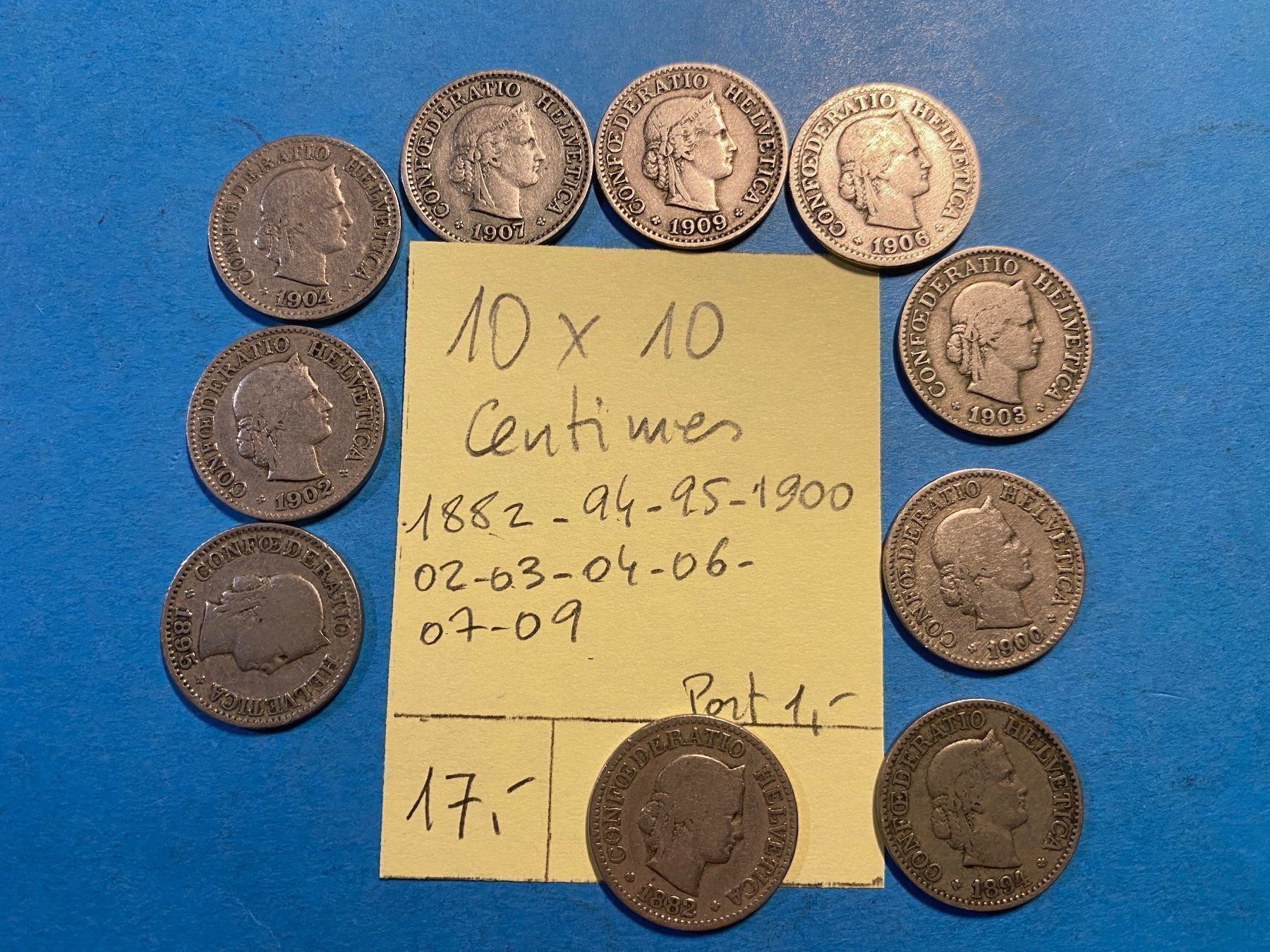 Tutti le monete: 10 X 10 CENTIMES 1882 à 1909 – Usato da genève venduto da GEnumist