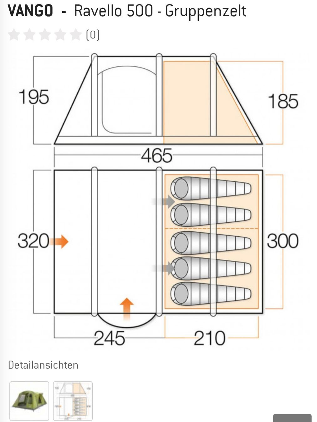 Vango Zelte: Vango Ravello 500 inkl. Pumpe – Gebraucht aus Frutigen von cmas11 6