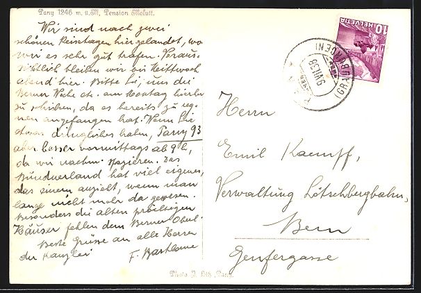 Ansichtskarten: AK Pany, Pension Malutt, 1938 – Gebraucht aus Berlin von bartko-reher 1